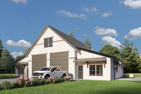 Exterior - Front Elevation 3 for Barndominium House Plan #1070-173 - 2 bed, 1 bath