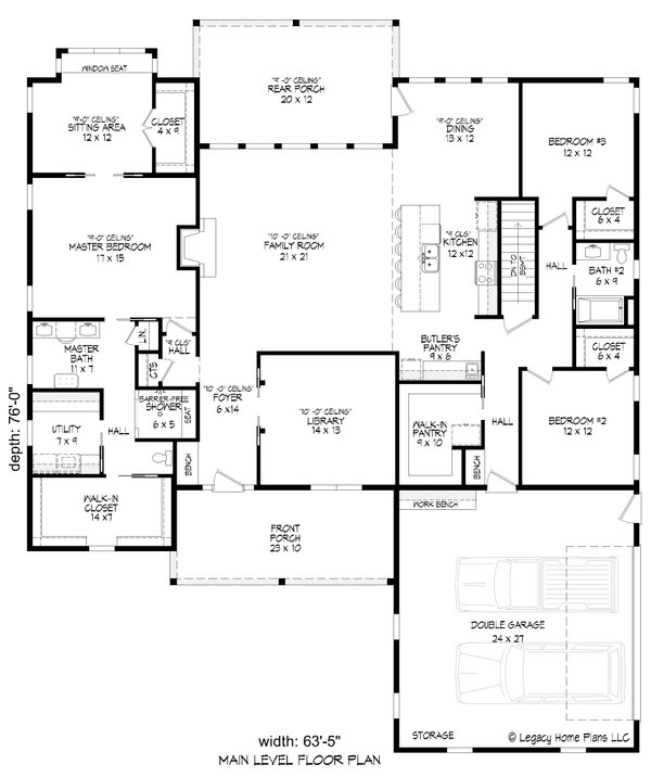 Southern Floor Plan - Main Floor Plan #932-949