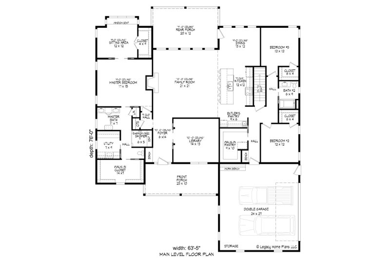 Southern Style House Plan - 3 Beds 2 Baths 2705 Sq/Ft Plan #932-949 ...