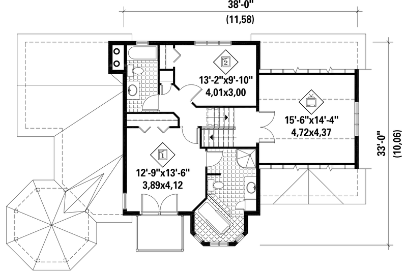 Dream House Plan - Floor Plan - Upper Floor for Victorian House Plan #25-4742 - 3 bed, 2 bath