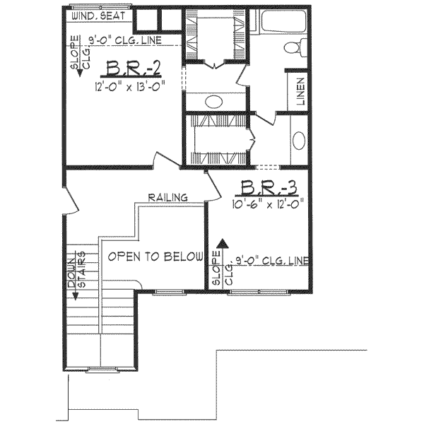 Traditional Floor Plan - Upper Floor Plan #62-141