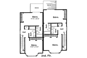 Floor Plan - Upper Floor for Traditional House Plan #303-129 - 2 bed, 2.5 bath