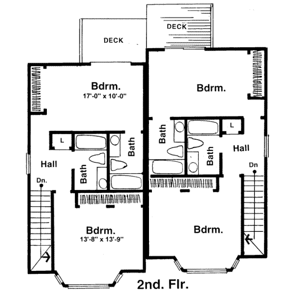 Traditional Floor Plan - Upper Floor Plan #303-129