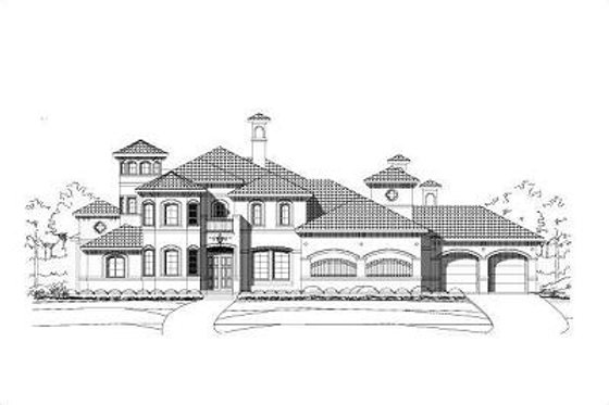 Exterior - Front Elevation for European House Plan #411-288 - 4 bed, 3.5 bath