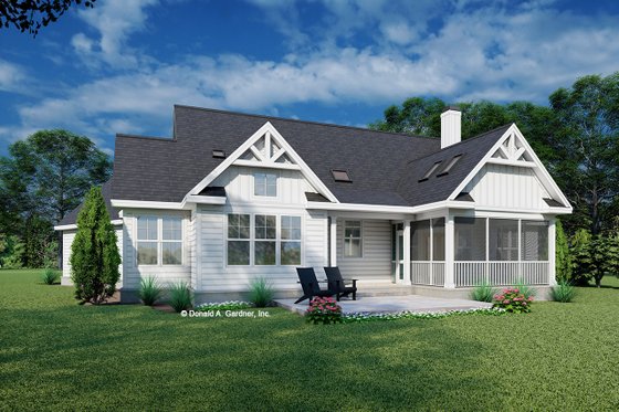 Exterior - Rear Elevation for Farmhouse House Plan #929-1130 - 3 bed, 2 bath
