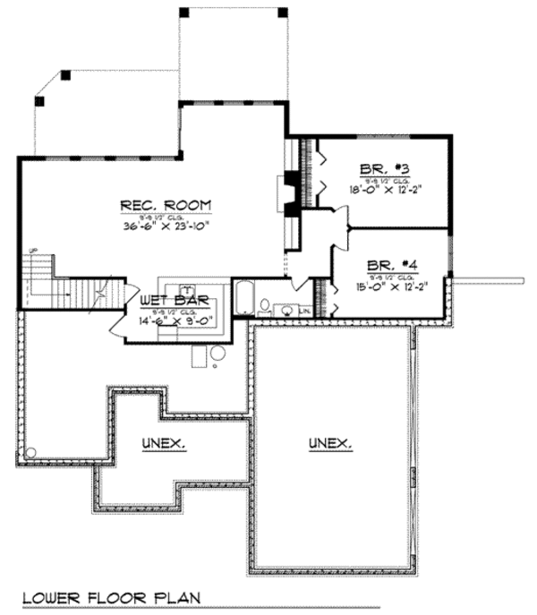 Architectural House Design - European Floor Plan - Lower Floor Plan #70-813