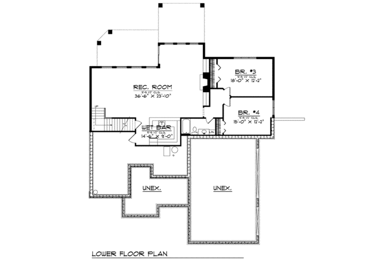 Architectural House Design - Floor Plan - Lower Floor for European House Plan #70-813 - 4 bed, 3 bath