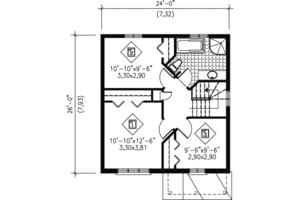 Floor Plan - Upper Floor for European House Plan #25-4008 - 3 bed, 1.5 bath