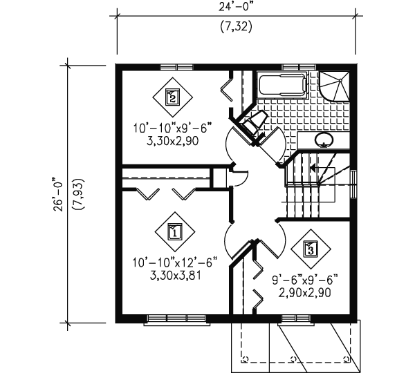 European Floor Plan - Upper Floor Plan #25-4008