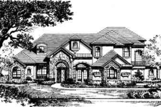 Exterior - Front Elevation for European House Plan #135-103 - 5 bed, 5 bath