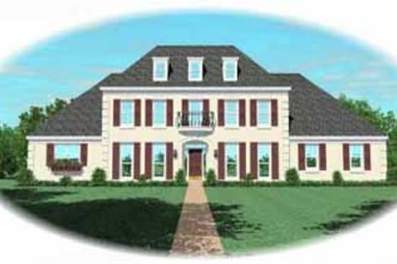 Exterior - Front Elevation for Colonial House Plan #81-374 - 4 bed, 4 bath