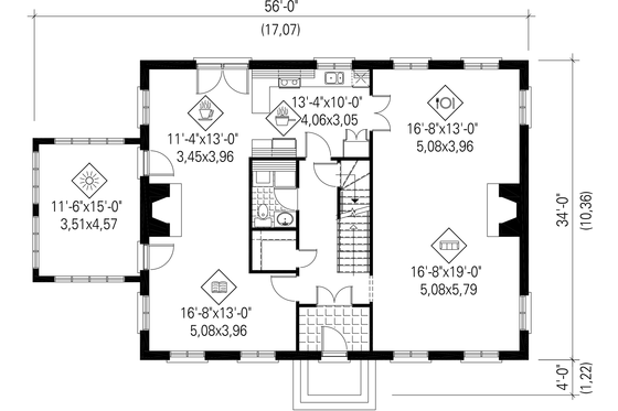 Floor Plan - Main Floor for Country House Plan #25-4683 - 3 bed, 2 bath