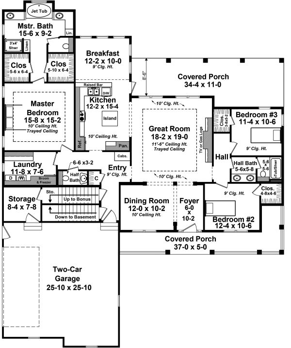 Home Plan - Ranch Floor Plan - Main Floor Plan #21-453