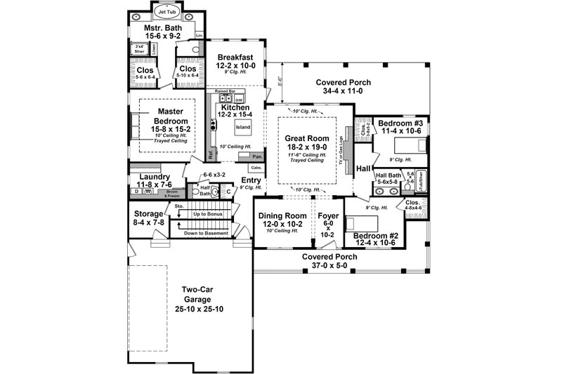 Home Plan - Floor Plan - Main Floor for Ranch House Plan #21-453 - 3 bed, 2.5 bath