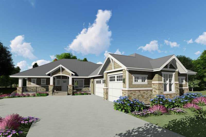 Dream House Plan - Exterior - Front Elevation 3 for Craftsman House Plan #1069-14 - 2 bed, 2.5 bath