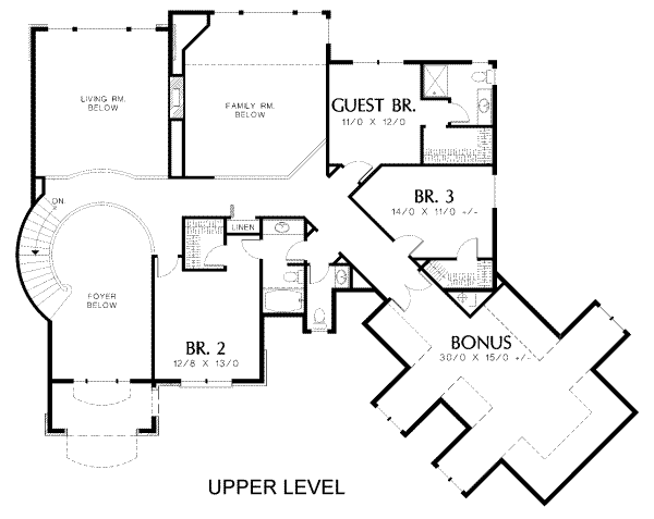 House Plan Design - Traditional Floor Plan - Upper Floor Plan #48-149