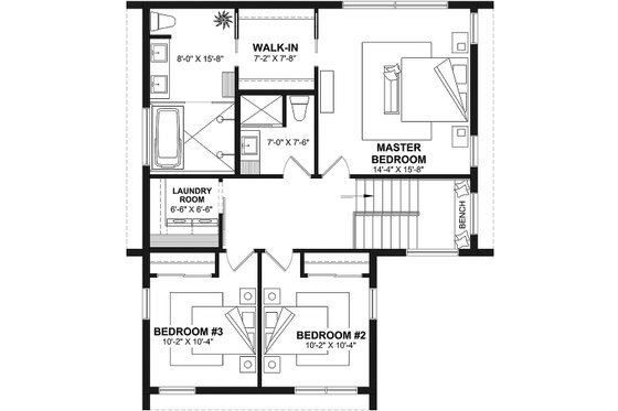Floor Plan - Upper Floor for Modern House Plan #23-2799 - 5 bed, 3.5 bath