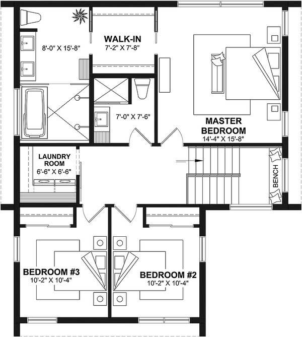 House Blueprint - Modern Floor Plan - Upper Floor Plan #23-2799