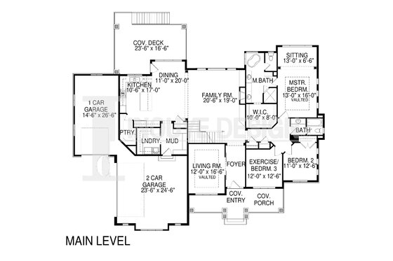 Floor Plan - Main Floor for Craftsman House Plan #920-103 - 4 bed, 3 bath