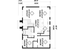 Floor Plan - Main Floor for European House Plan #25-5043 - 2 bed, 1 bath