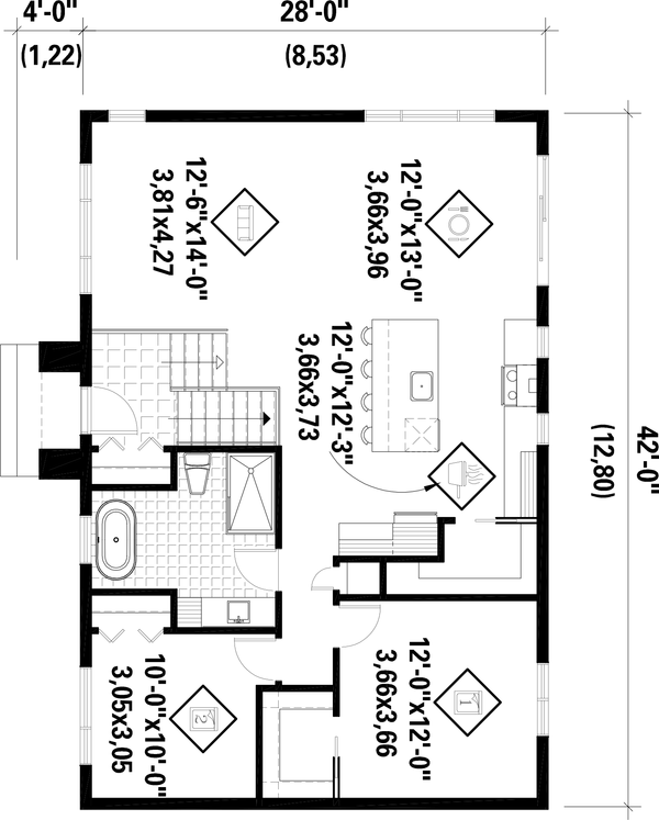 European Floor Plan - Main Floor Plan #25-5043