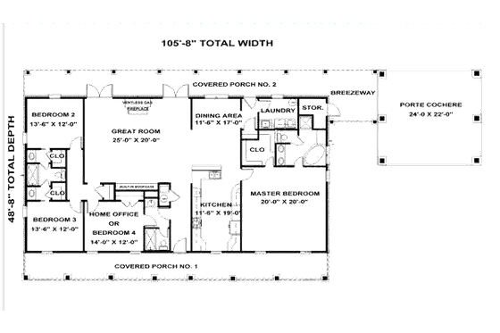 Floor Plan - Main Floor for Country House Plan #44-156 - 4 bed, 3 bath
