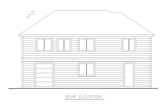 Exterior - Rear Elevation for Traditional House Plan #117-254 - 3 bed, 2 bath