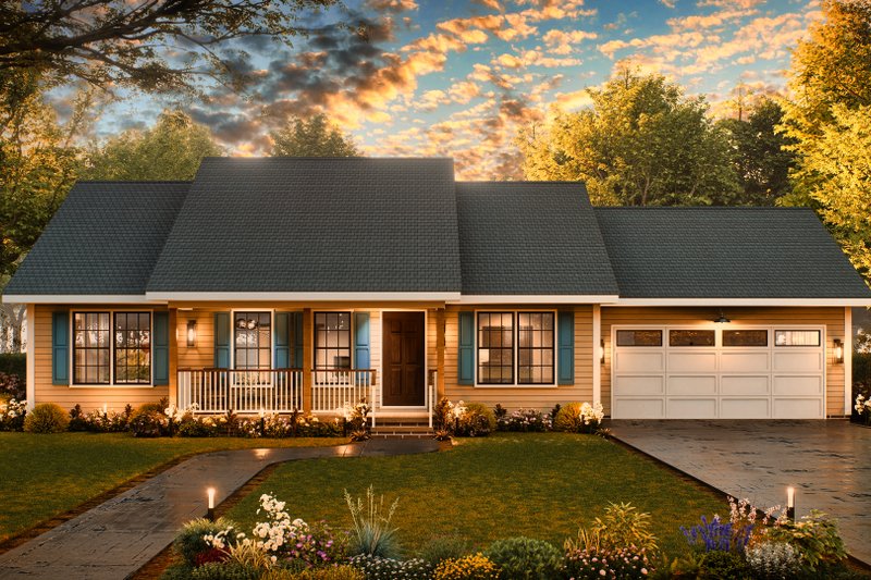 House Blueprint - Ranch Exterior - Front Elevation Plan #54-602