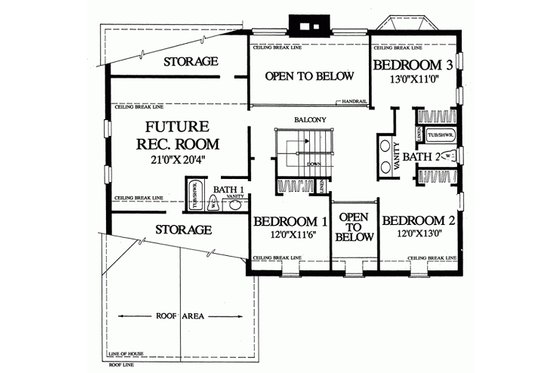 Upper Level Floor Plan- 2800 square foot Colonial home