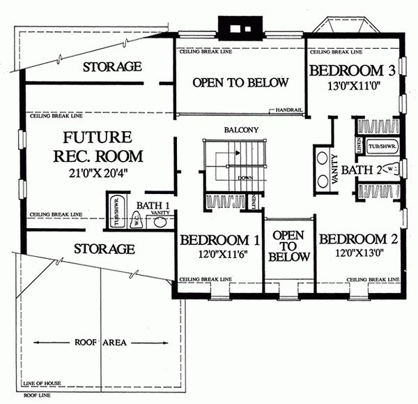 Home Plan - Upper Level Floor Plan- 2800 square foot Colonial home