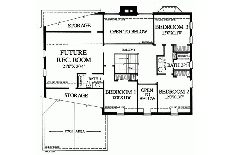 Home Plan - Upper Level Floor Plan- 2800 square foot Colonial home