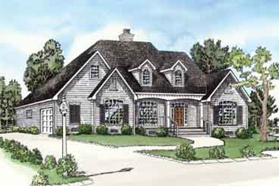 Exterior - Front Elevation for European House Plan #16-280 - 3 bed, 2 bath