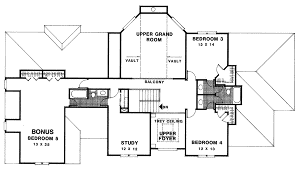 European Floor Plan - Upper Floor Plan #56-214