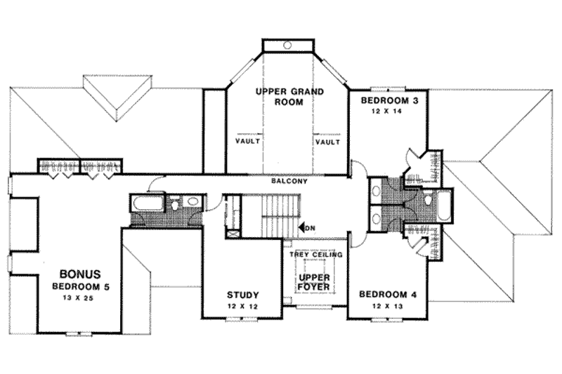 Dream House Plan - Floor Plan - Upper Floor for European House Plan #56-214 - 4 bed, 4.5 bath