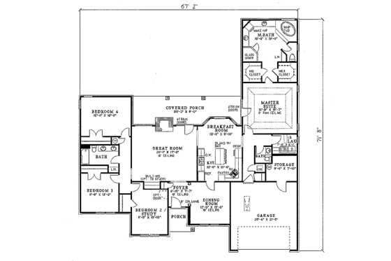Floor Plan - Main Floor for European House Plan #17-136 - 4 bed, 2.5 bath