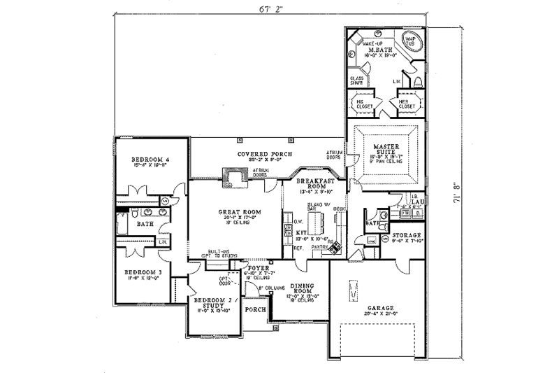 European Style House Plan - 4 Beds 2.5 Baths 2392 Sq/Ft Plan #17-136 ...