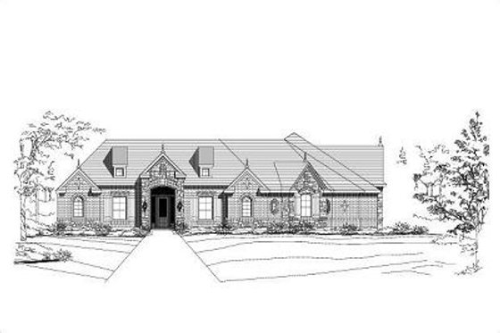 Exterior - Front Elevation for European House Plan #411-419 - 4 bed, 4.5 bath