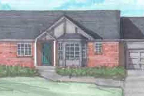Exterior - Front Elevation for Ranch House Plan #136-116 - 3 bed, 1.5 bath