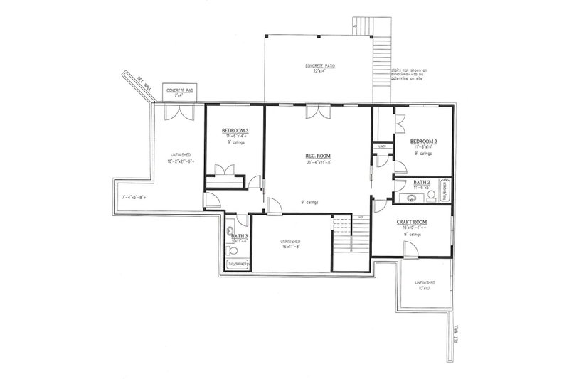 Architectural House Design - Floor Plan - Lower Floor for Farmhouse House Plan #437-129 - 3 bed, 3.5 bath