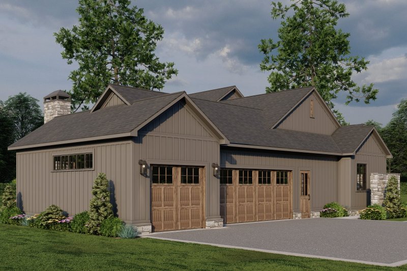Dream House Plan - Exterior - Rear Elevation for Barndominium House Plan #923-366 - 3 bed, 3.5 bath