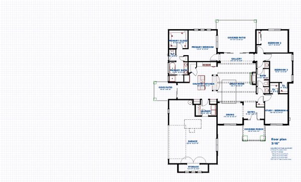House Plan Design - Floor Plan - Main Floor for Country House Plan #1126-12 - 4 bed, 2 bath