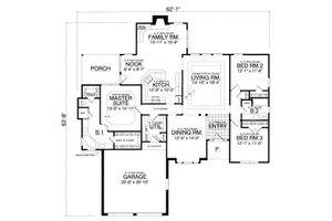 Floor Plan - Main Floor for European House Plan #40-383 - 3 bed, 2 bath