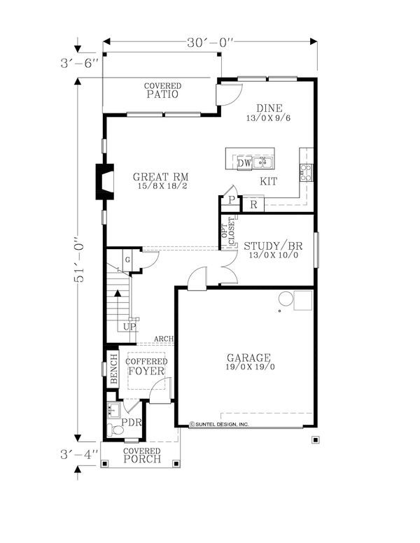 Architectural House Design - Craftsman Floor Plan - Main Floor Plan #53-626