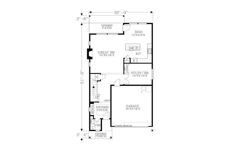Home Plan - Floor Plan - Main Floor for Craftsman House Plan #53-626 - 4 bed, 2.5 bath