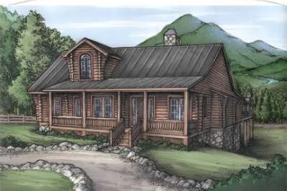 Exterior - Front Elevation for Log House Plan #115-161 - 4 bed, 3 bath