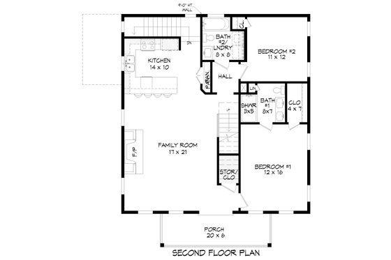 Floor Plan - Upper Floor for Contemporary House Plan #932-503 - 3 bed, 3.5 bath