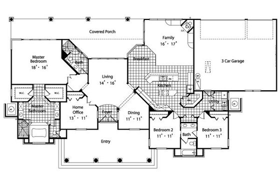 Floor Plan - Main Floor for Colonial House Plan #417-301 - 4 bed, 3 bath