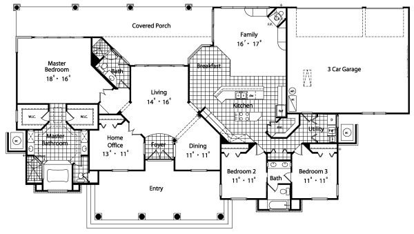 Colonial Style House Plan - 4 Beds 3 Baths 2668 Sq/Ft Plan #417-301 ...