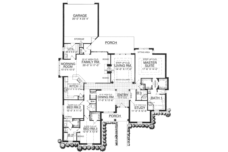 Architectural House Design - Floor Plan - Main Floor for European House Plan #40-142 - 4 bed, 3 bath