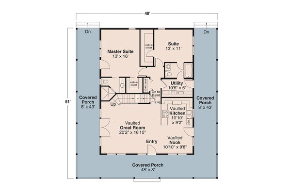 Architectural House Design - Farmhouse Floor Plan - Main Floor Plan #124-1416